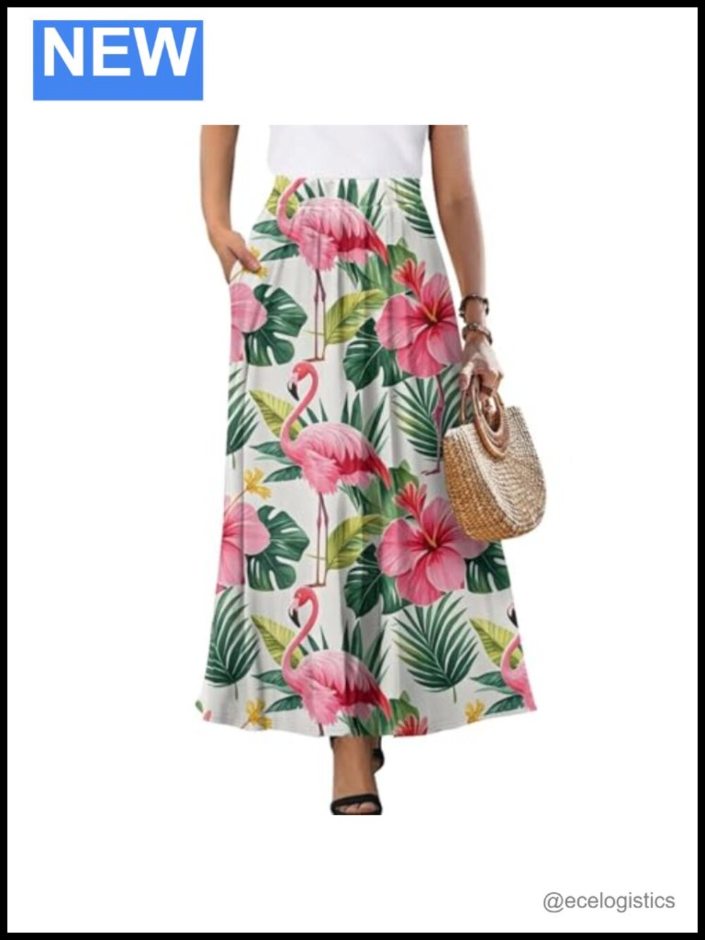 Women's Flowy Pleated High Waisted Long Skirt with Pockets